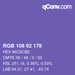 カラーコード: RGB 108 92 178 | qconv.com