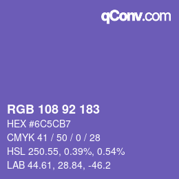 Color code: RGB 108 92 183 | qconv.com