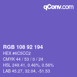 颜色代码: RGB 108 92 194 | qconv.com