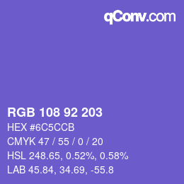 Color code: RGB 108 92 203 | qconv.com