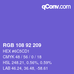 颜色代码: RGB 108 92 209 | qconv.com