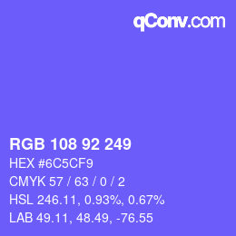 Farbcode: RGB 108 92 249 | qconv.com
