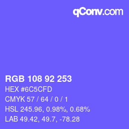 Color code: RGB 108 92 253 | qconv.com