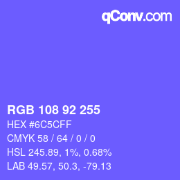 Color code: RGB 108 92 255 | qconv.com