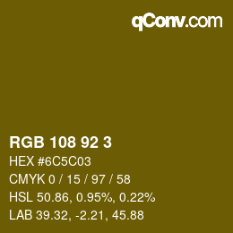 Color code: RGB 108 92 3 | qconv.com