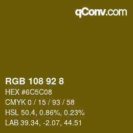 Color code: RGB 108 92 8 | qconv.com