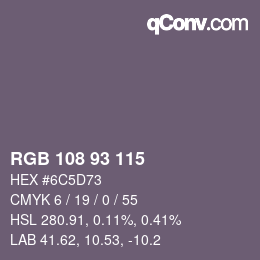 Color code: RGB 108 93 115 | qconv.com