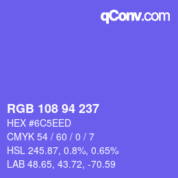 Color code: RGB 108 94 237 | qconv.com