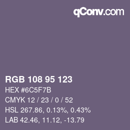 カラーコード: RGB 108 95 123 | qconv.com