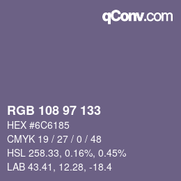 Farbcode: RGB 108 97 133 | qconv.com