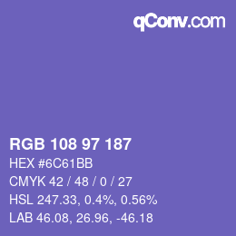 Color code: RGB 108 97 187 | qconv.com