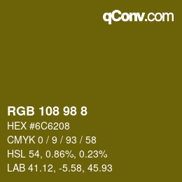 Color code: RGB 108 98 8 | qconv.com
