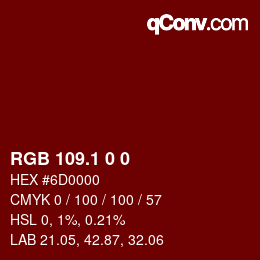Color code: RGB 109.1 0 0 | qconv.com