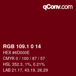 カラーコード: RGB 109.1 0 14 | qconv.com