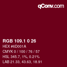 カラーコード: RGB 109.1 0 26 | qconv.com
