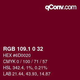 カラーコード: RGB 109.1 0 32 | qconv.com
