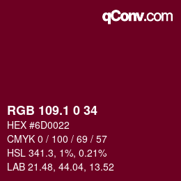 カラーコード: RGB 109.1 0 34 | qconv.com