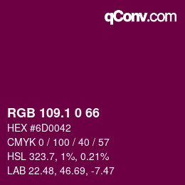 カラーコード: RGB 109.1 0 66 | qconv.com