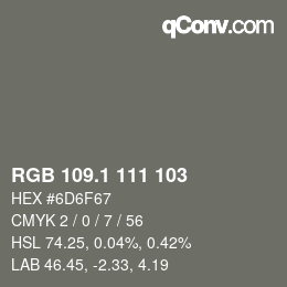 Color code: RGB 109.1 111 103 | qconv.com