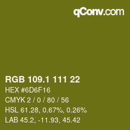 カラーコード: RGB 109.1 111 22 | qconv.com