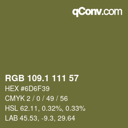 カラーコード: RGB 109.1 111 57 | qconv.com