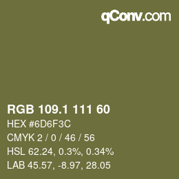 カラーコード: RGB 109.1 111 60 | qconv.com