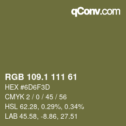 カラーコード: RGB 109.1 111 61 | qconv.com