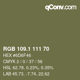 カラーコード: RGB 109.1 111 70 | qconv.com