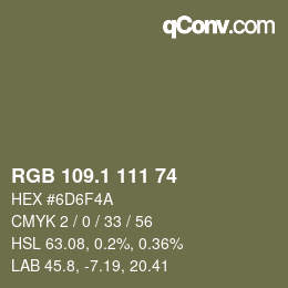 カラーコード: RGB 109.1 111 74 | qconv.com