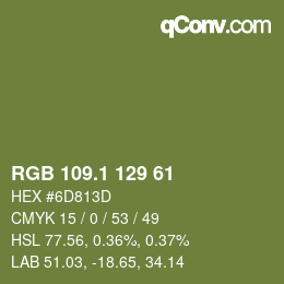 カラーコード: RGB 109.1 129 61 | qconv.com