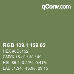 Color code: RGB 109.1 129 82 | qconv.com