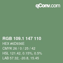 Color code: RGB 109.1 147 110 | qconv.com