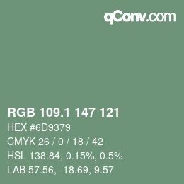 Color code: RGB 109.1 147 121 | qconv.com