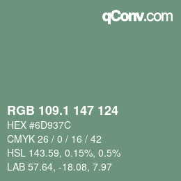 Color code: RGB 109.1 147 124 | qconv.com