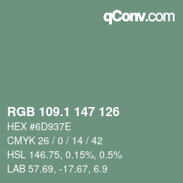 Color code: RGB 109.1 147 126 | qconv.com