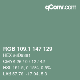 Color code: RGB 109.1 147 129 | qconv.com