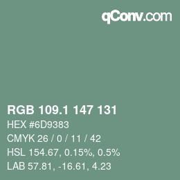 カラーコード: RGB 109.1 147 131 | qconv.com