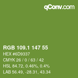 カラーコード: RGB 109.1 147 55 | qconv.com