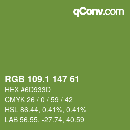 カラーコード: RGB 109.1 147 61 | qconv.com