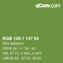 カラーコード: RGB 109.1 147 65 | qconv.com