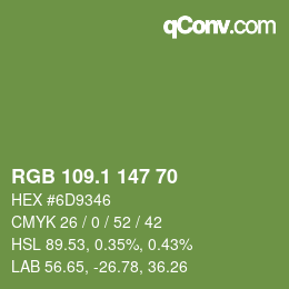 カラーコード: RGB 109.1 147 70 | qconv.com