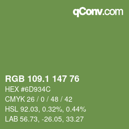 カラーコード: RGB 109.1 147 76 | qconv.com