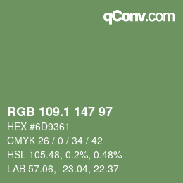 カラーコード: RGB 109.1 147 97 | qconv.com