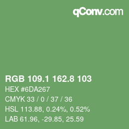 カラーコード: RGB 109.1 162.8 103 | qconv.com