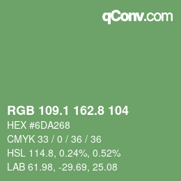 カラーコード: RGB 109.1 162.8 104 | qconv.com