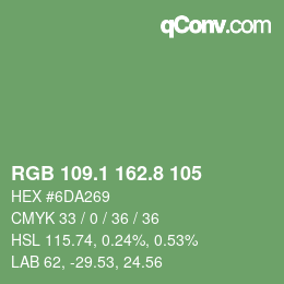 Color code: RGB 109.1 162.8 105 | qconv.com