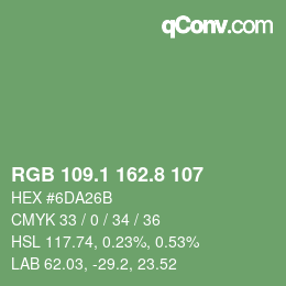 カラーコード: RGB 109.1 162.8 107 | qconv.com