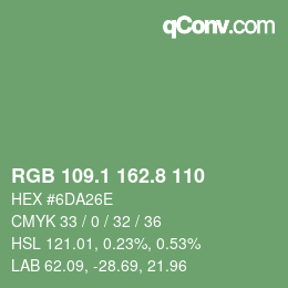 Color code: RGB 109.1 162.8 110 | qconv.com