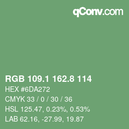 Color code: RGB 109.1 162.8 114 | qconv.com