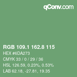 Color code: RGB 109.1 162.8 115 | qconv.com